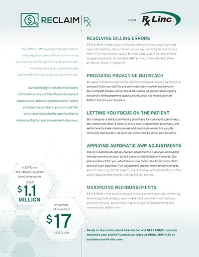 Cover of the RECLAIM | Rx brochure
